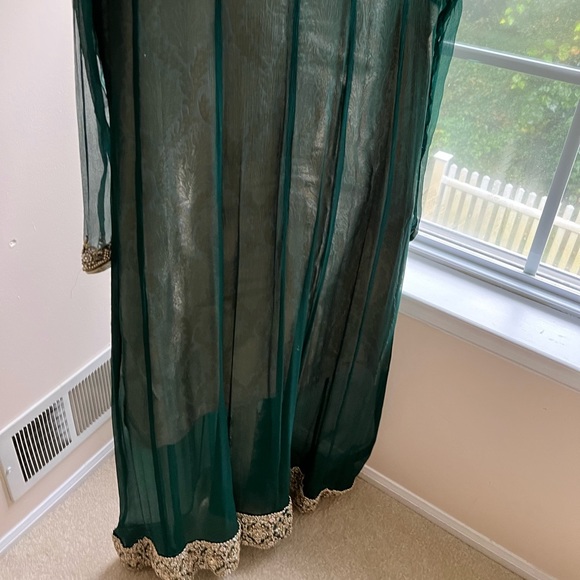 Pakistani shalwar kameez gown dress green wedding formal womens size medium 6 - Picture 8 of 14